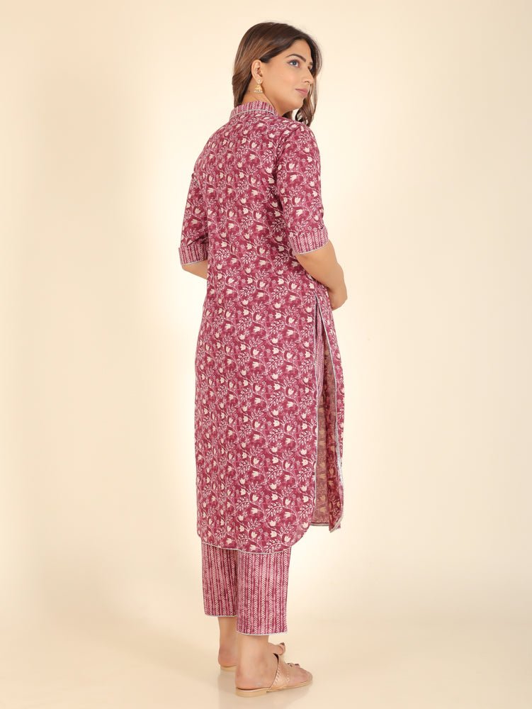 Aramya Pathani Soft Cotton Floral Print Women's Kurta - Purple