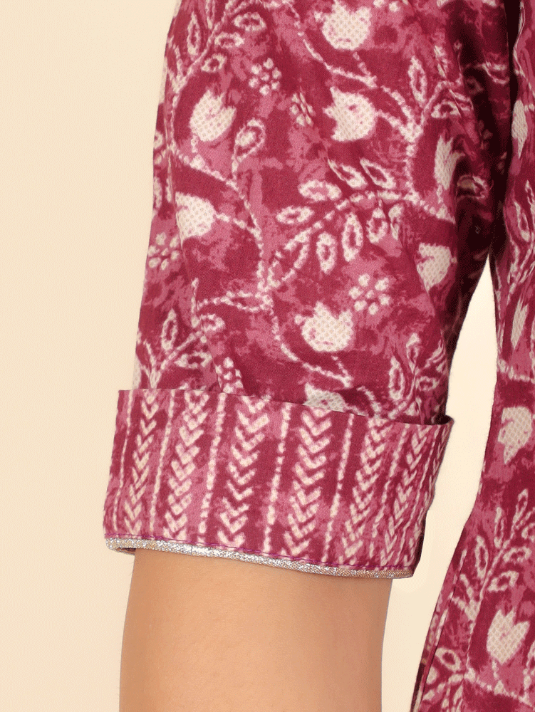 Aramya Pathani Soft Cotton Floral Print Women's Kurta - Purple