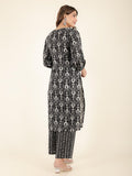 Aramya Straight Soft Cotton Ikat Print Women's Kurta - Black