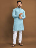Traditional Men's Kurta Payjama Sets by Infinity Export - Sky Blue