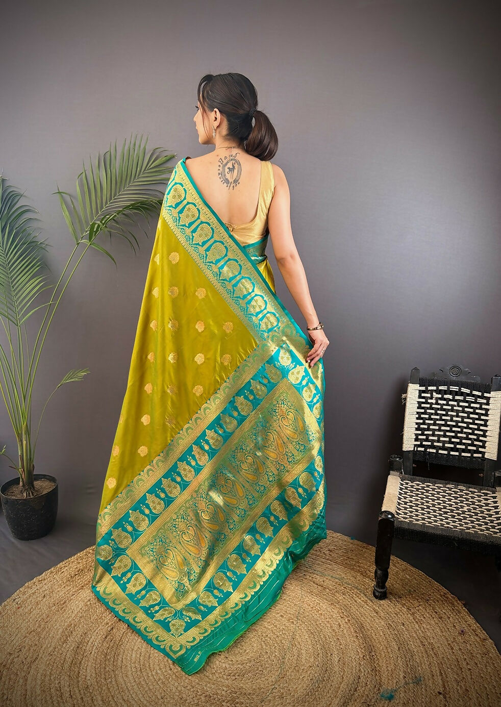 Joban Fashion Teal Butti Banarasi Silk Sarees