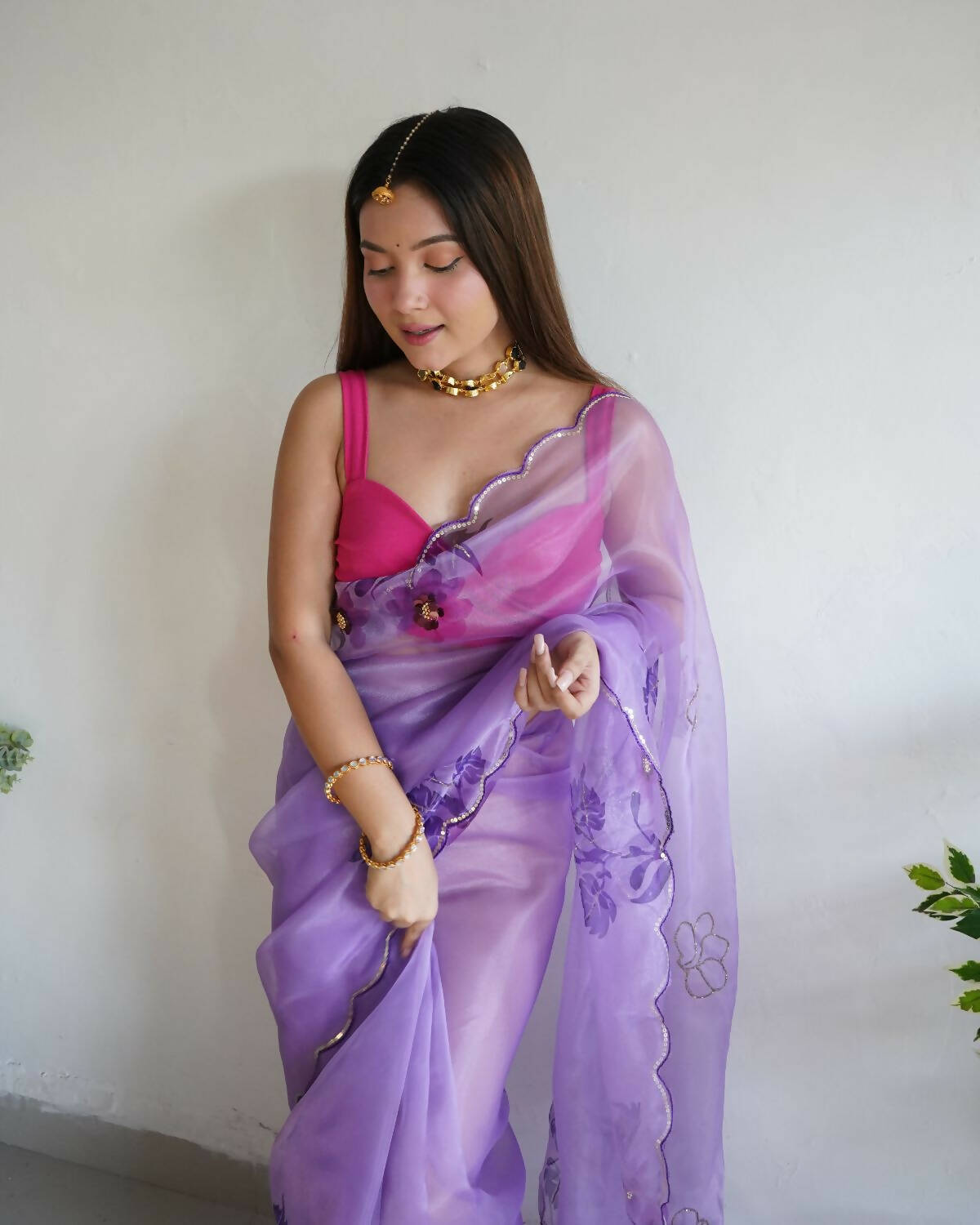 Vamsee Purple Organza Saree