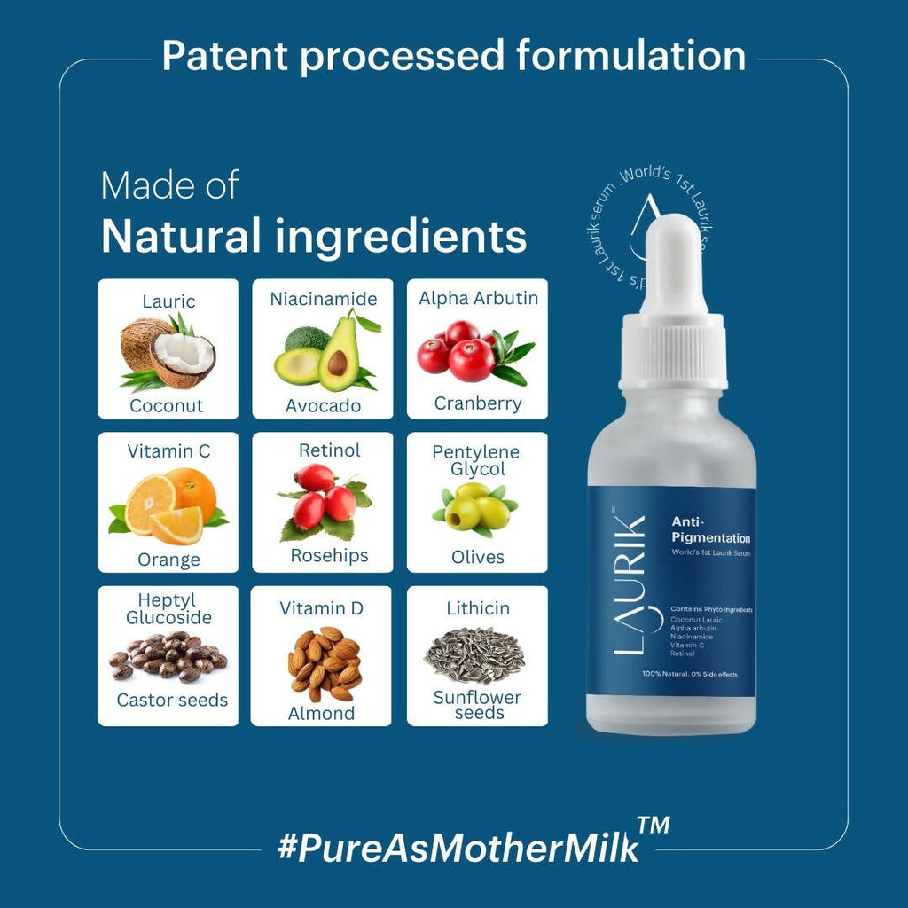 Laurik Anti Pigmentation & Lightening Serum For Men & Women with Alpha Arbutin, Retinol, Niacinamide & Vit-C for Dark Patches & Spots
