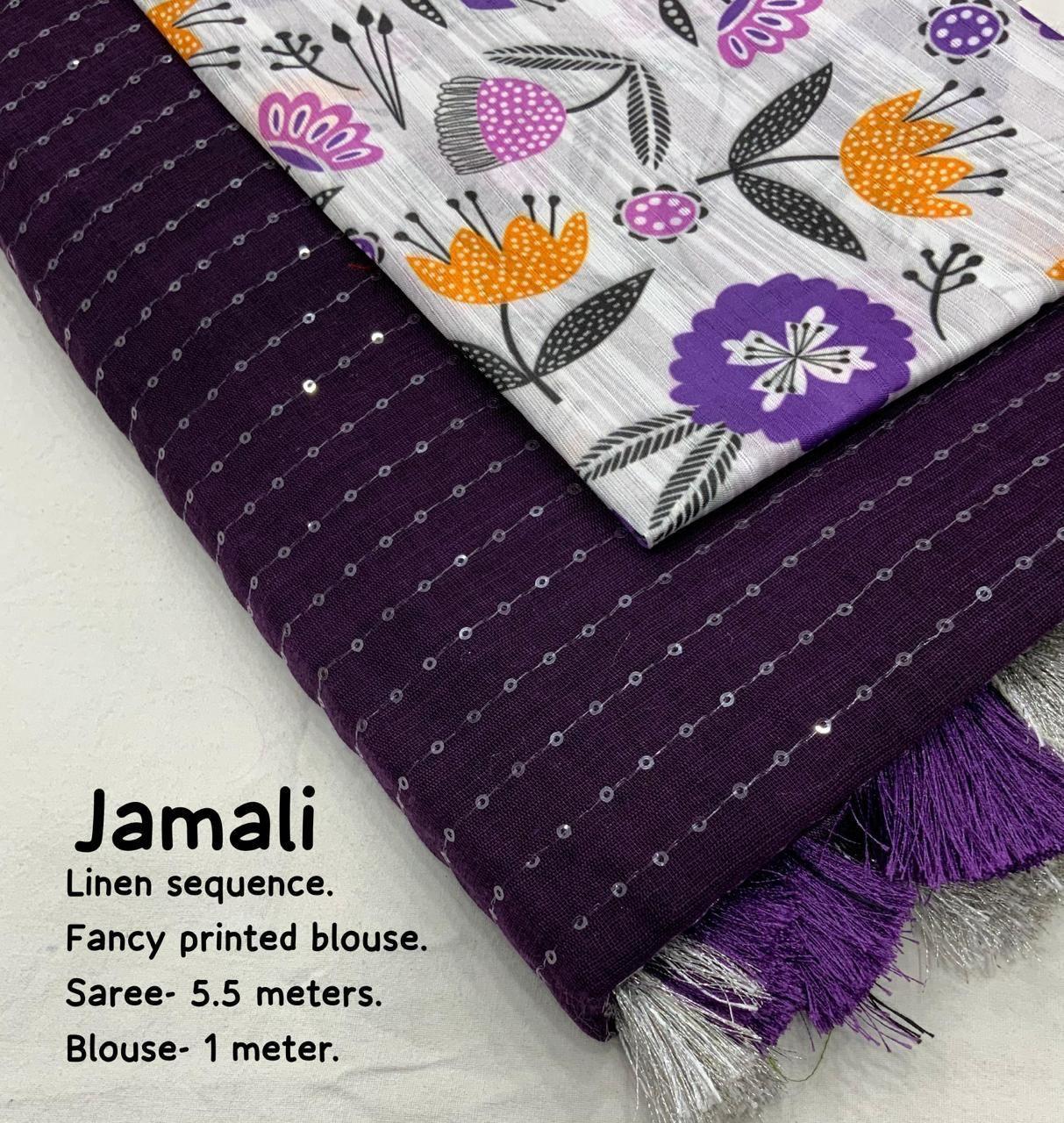 Purple Linen Sequence Saree with Unstitched Blouse - Hiral Fashion