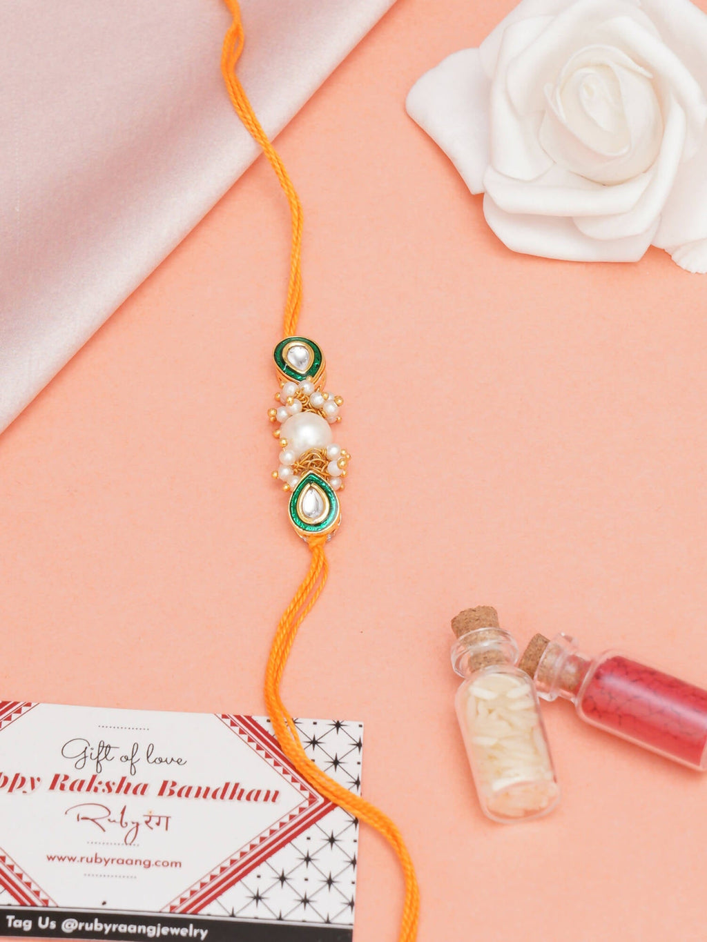 Designer kundan Rakhi - Ruby Raang