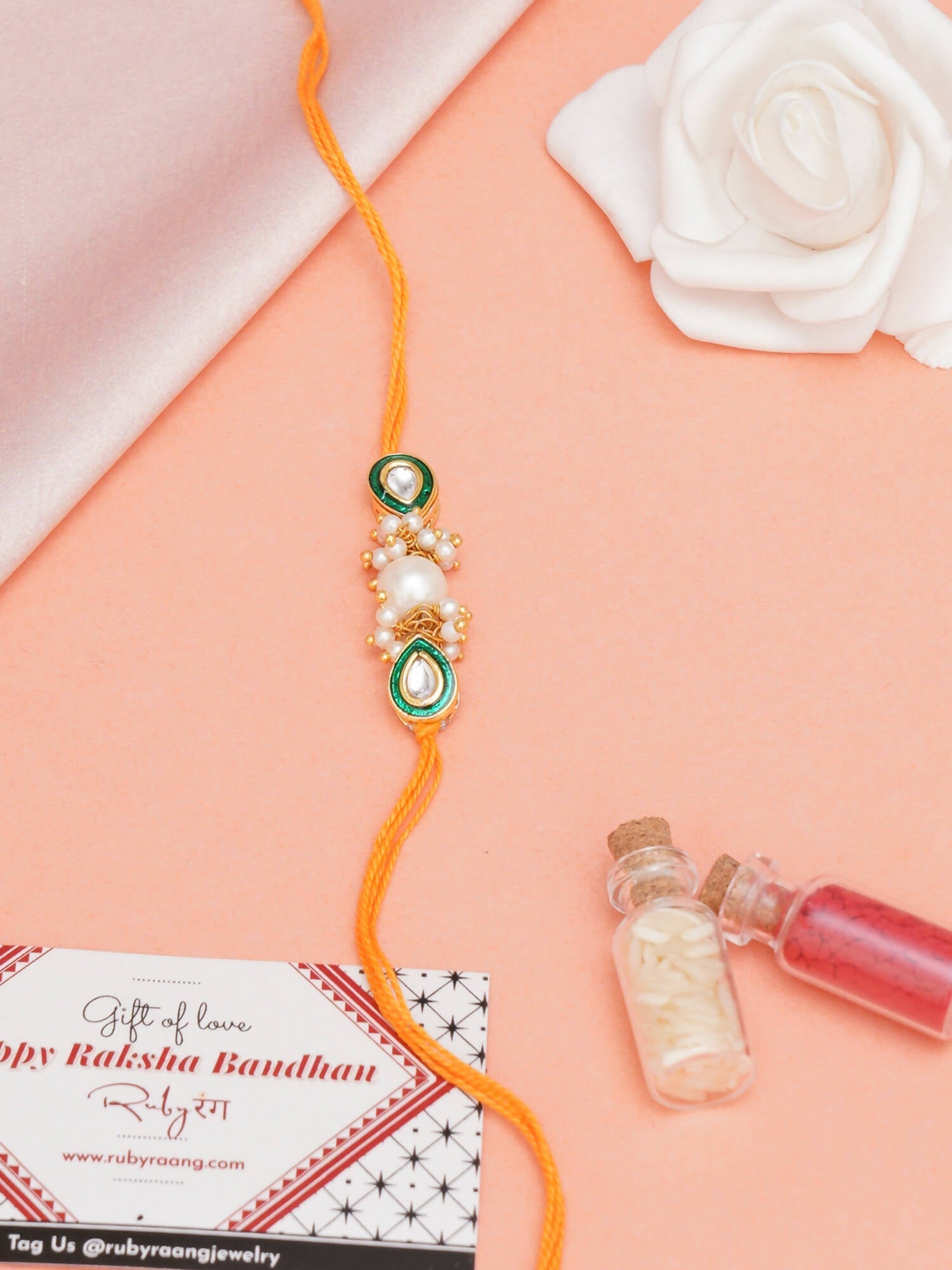Designer kundan Rakhi - Ruby Raang