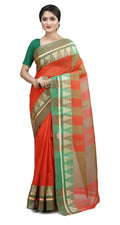 Exclusive Collection Red 100% Pure Cotton Tant Saree