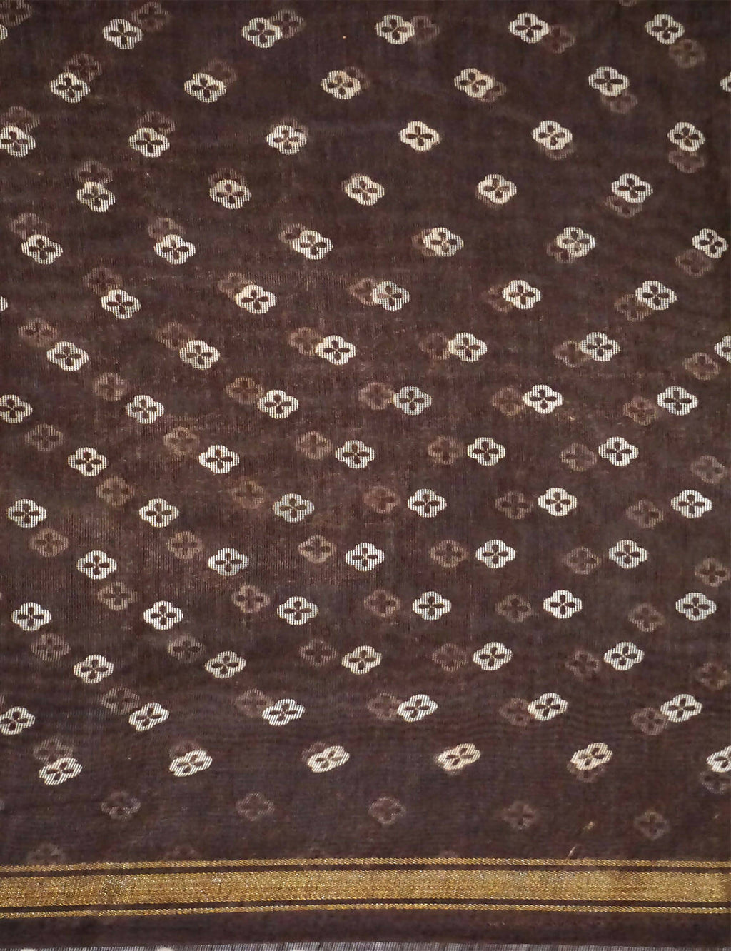 Shades Of Dark Coffee Brown With Floral Design Semi Chanderi Saree By Gayathri Reddy Designer Studio