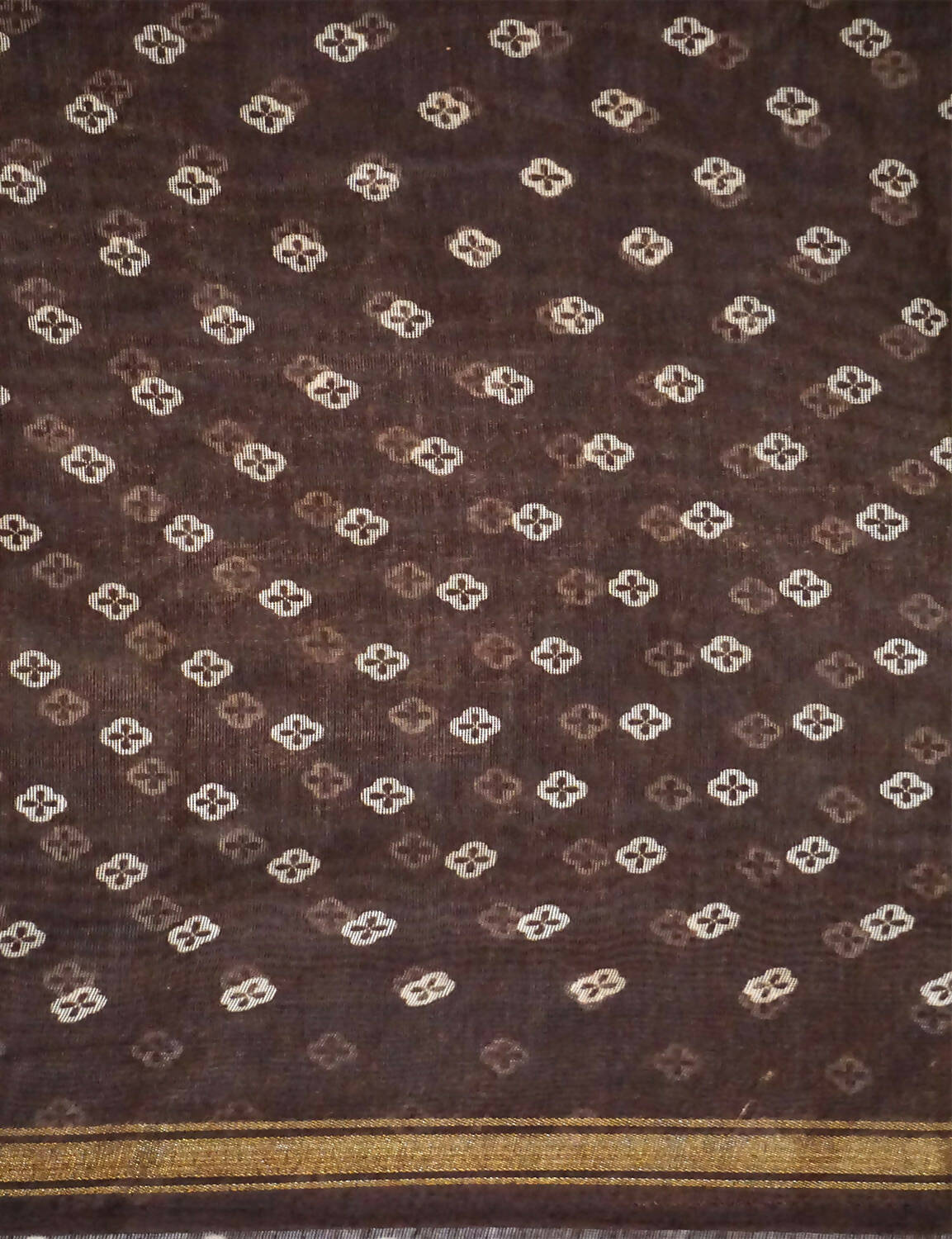 Shades Of Dark Coffee Brown With Floral Design Semi Chanderi Saree By Gayathri Reddy Designer Studio