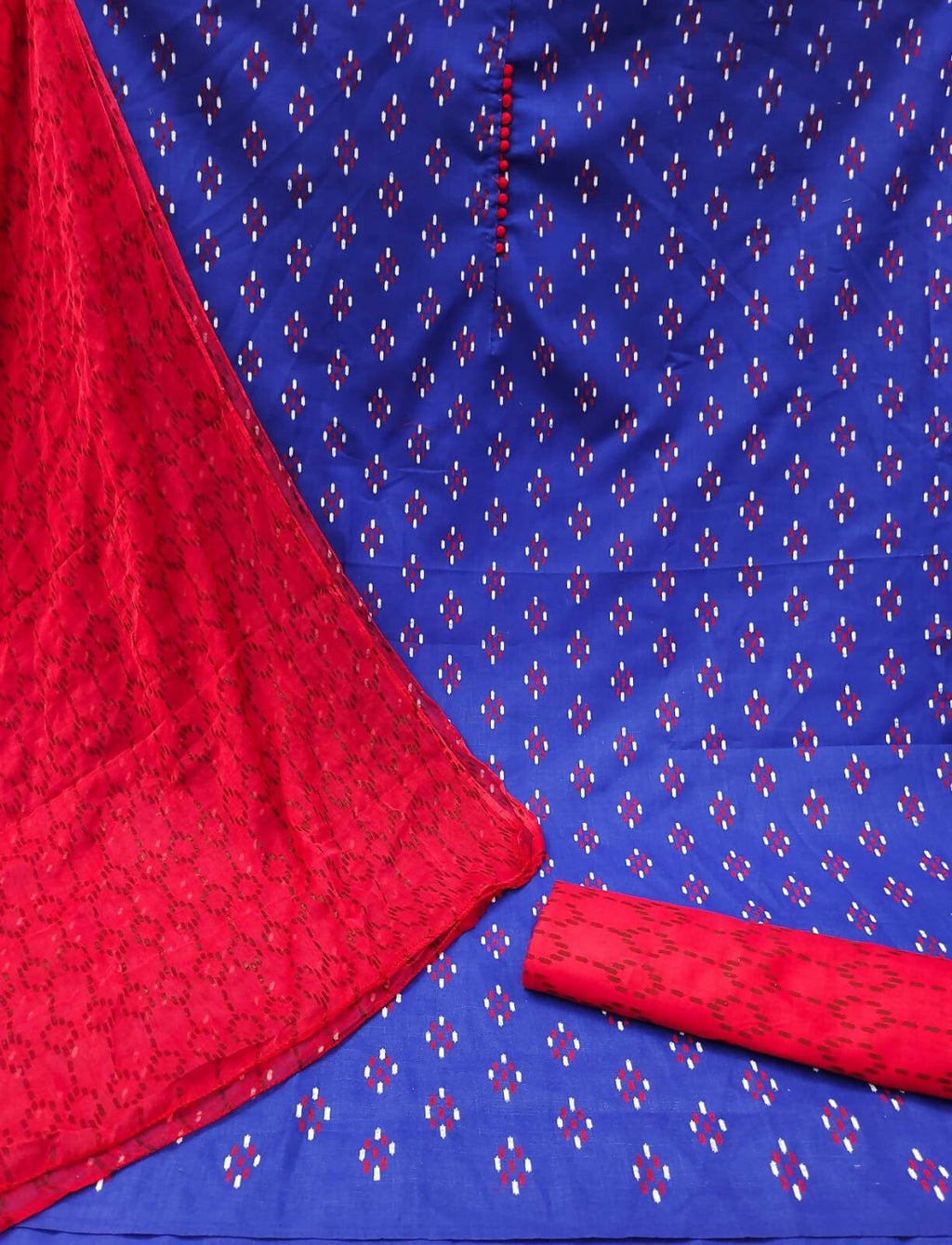 Blue Cotton Printed Unstitched Dress Material - Amara