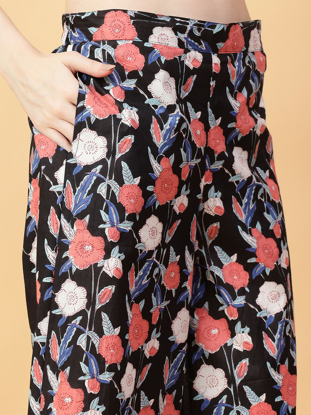 Joban Fashion Black Cotton Printed & Hand Work Co-ord Set
