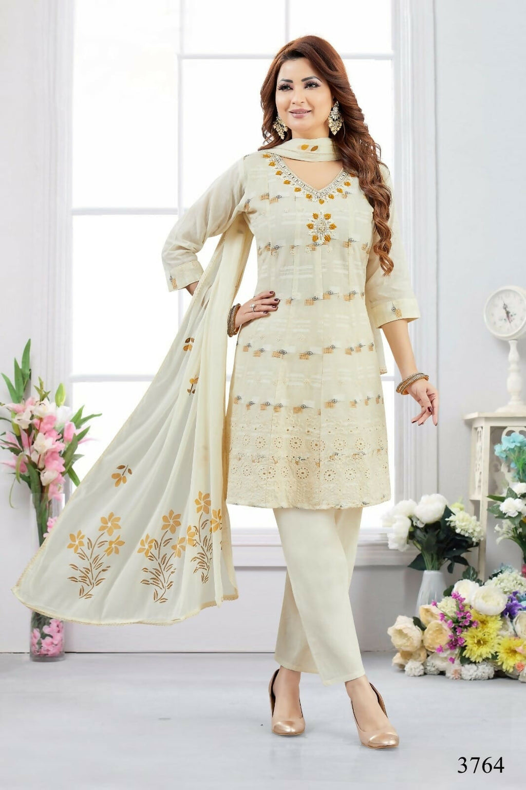 Joban Fashion Cotton Beige Color Kurta Set
