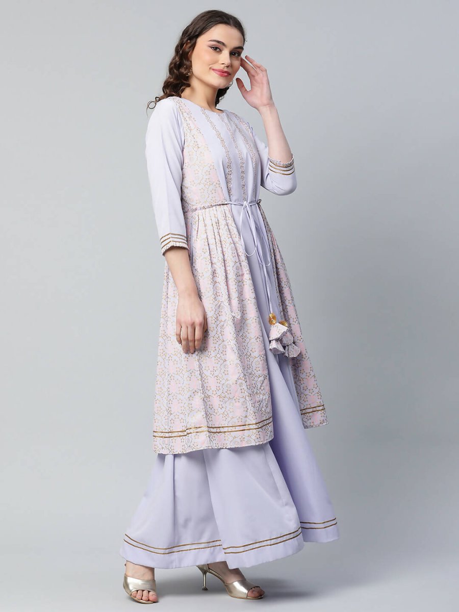 Ahalyaa Womens Powder Blue Crepe Floral Dress