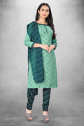 Sea Green Cotton Printed Unstitched Dress Material - Amara