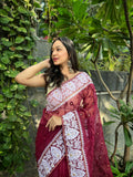 Vamsee Palak Saavi Red Organza Saree