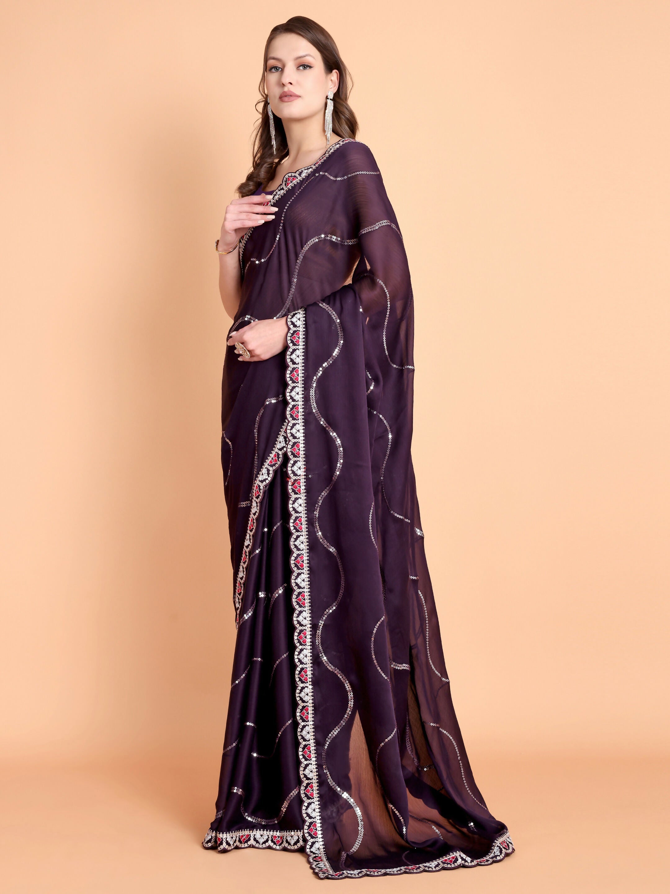 Vamsee Laxmibai Magenta Georgette Saree
