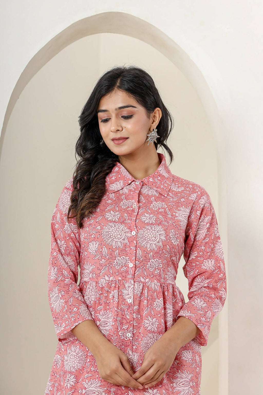 Kaajh Women's Pink Printed Cotton Co-ord Set