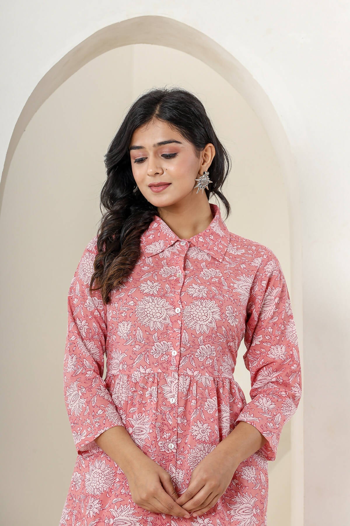 Kaajh Women's Pink Printed Cotton Co-ord Set