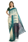 Vamika Sambalpuri Ikat Cotton Kargil Tsrite & Green Saree