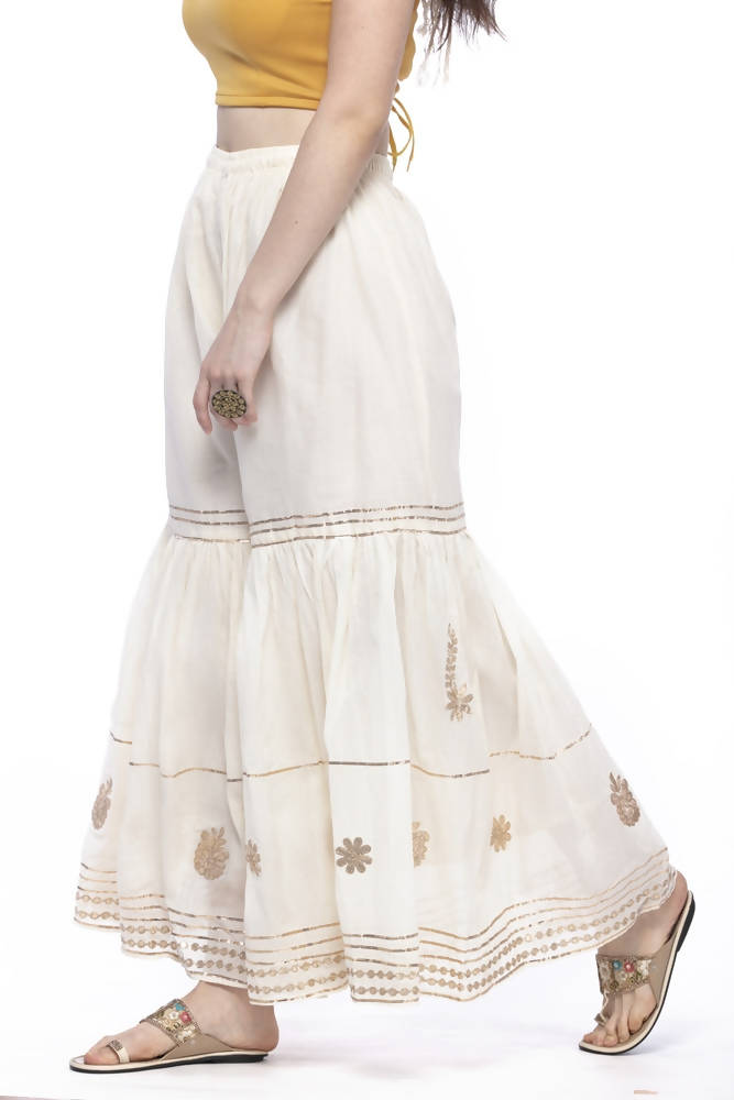 Mominos Fashion Cotton Off White Beautiful Gotta Work Sharara