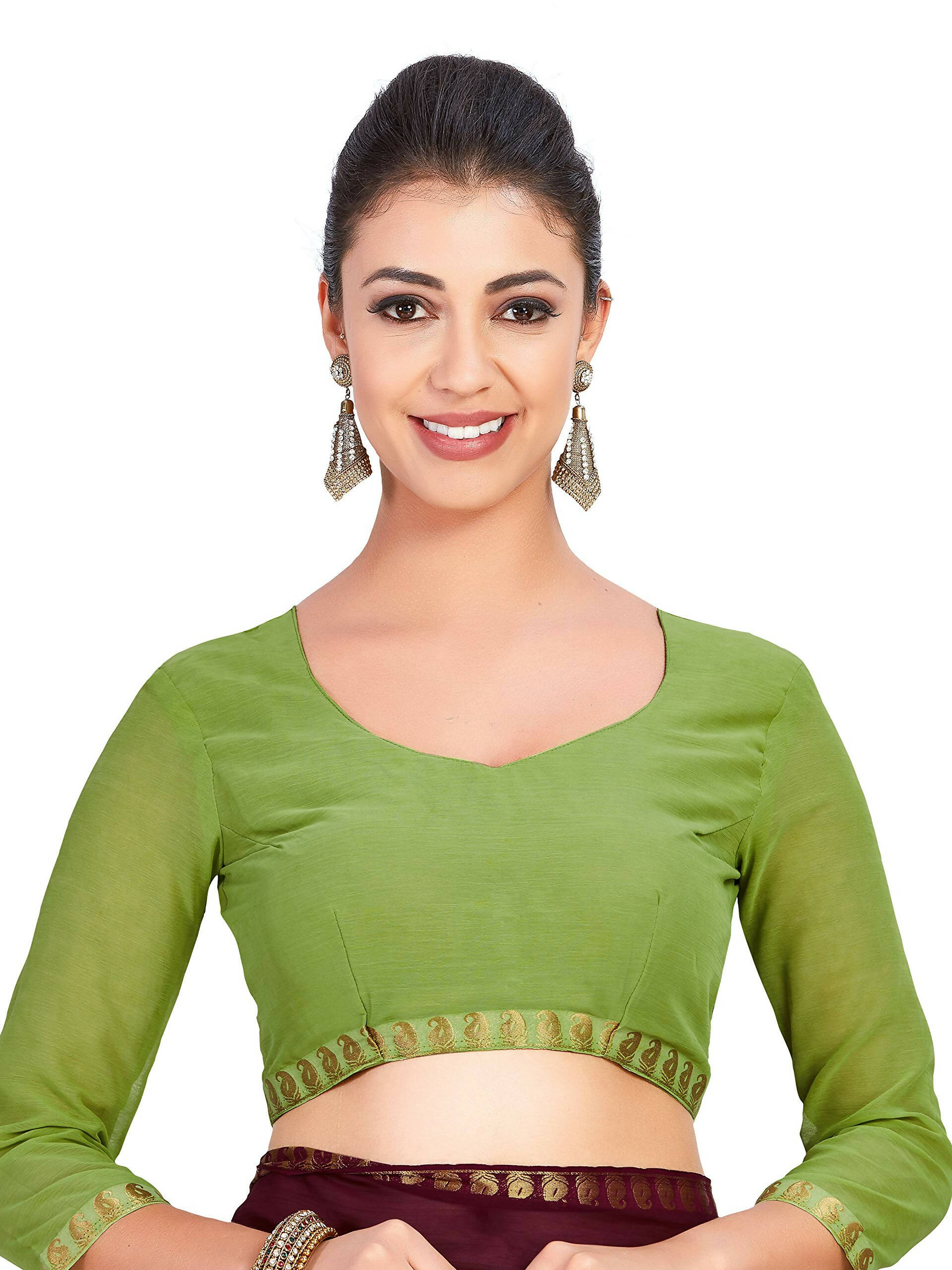 Mimosa Women's Green Chiffon Banarasi Silk Saree