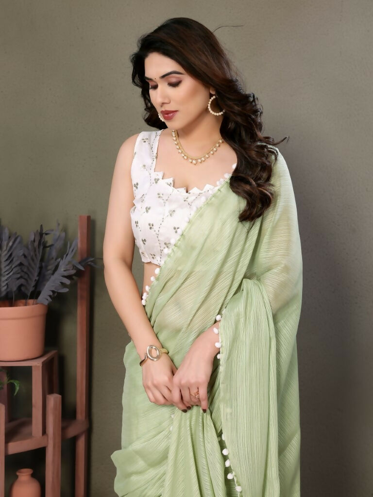 Designer Partywear Pista Banglor Fancy Saree - Kanak