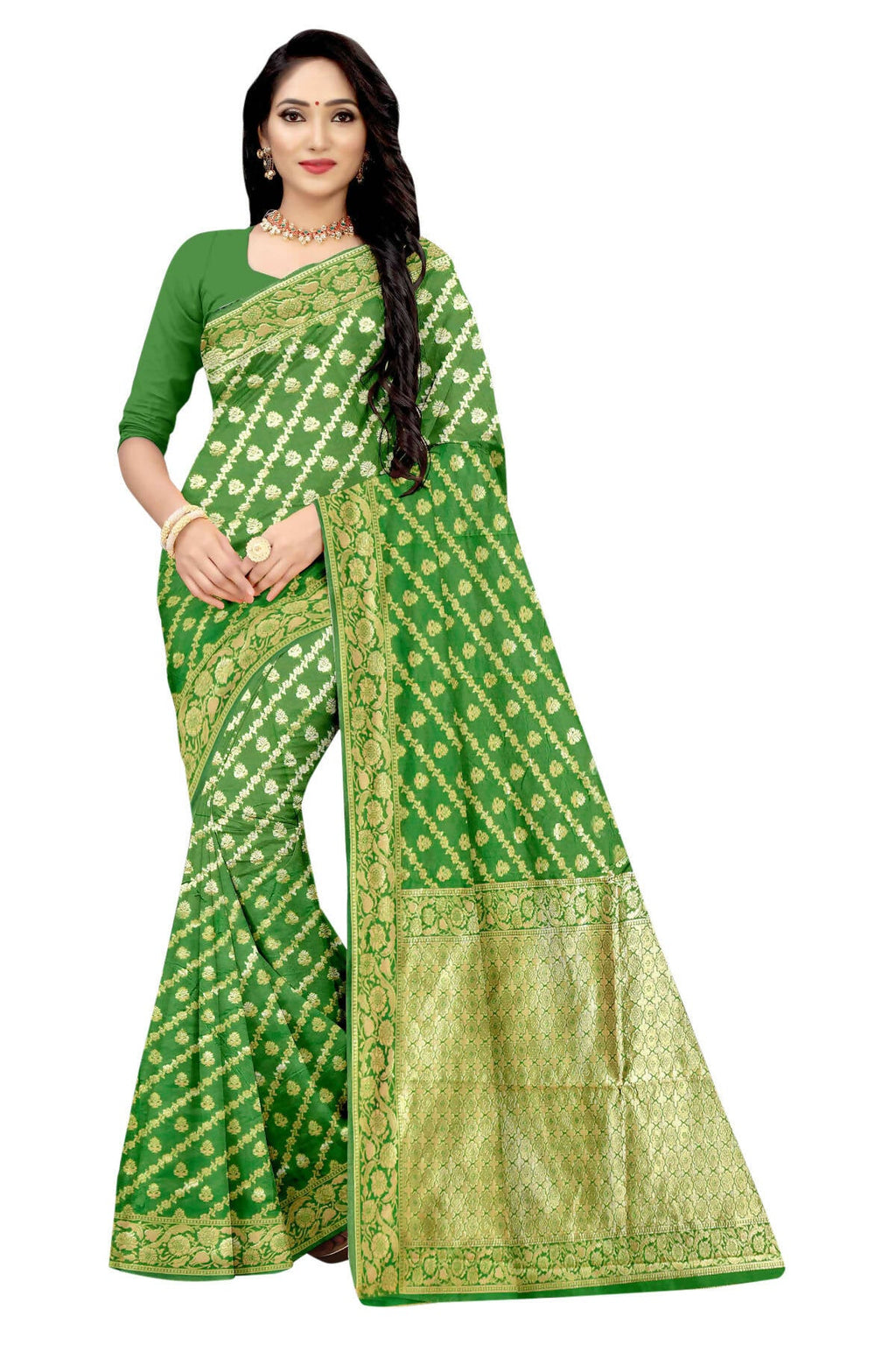 Vamika Green Weaving Banarasi Jacquard Saree