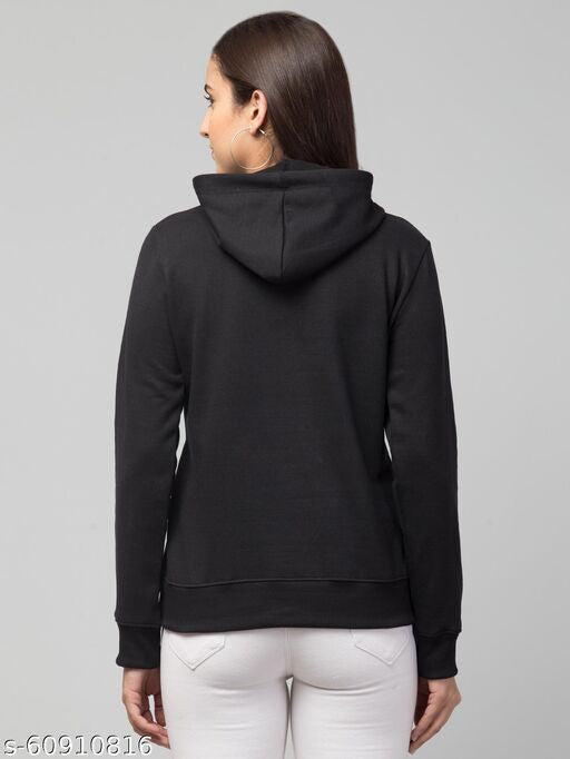PAVONINE Black Color Butterfly-Design Pullover Hoodie Sweatshirt For Girls