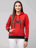 PAVONINE Red Color Butterfly-Design Pullover Hoodie Sweatshirt For Girls