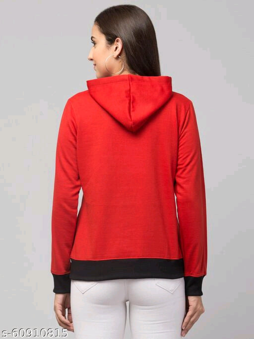 PAVONINE Red Color Butterfly-Design Pullover Hoodie Sweatshirt For Girls
