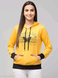 PAVONINE Yellow Color Butterfly-Design Pullover Hoodie Sweatshirt For Girls