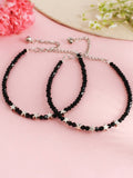 VOJ Women Black Color stainless steel Anklet