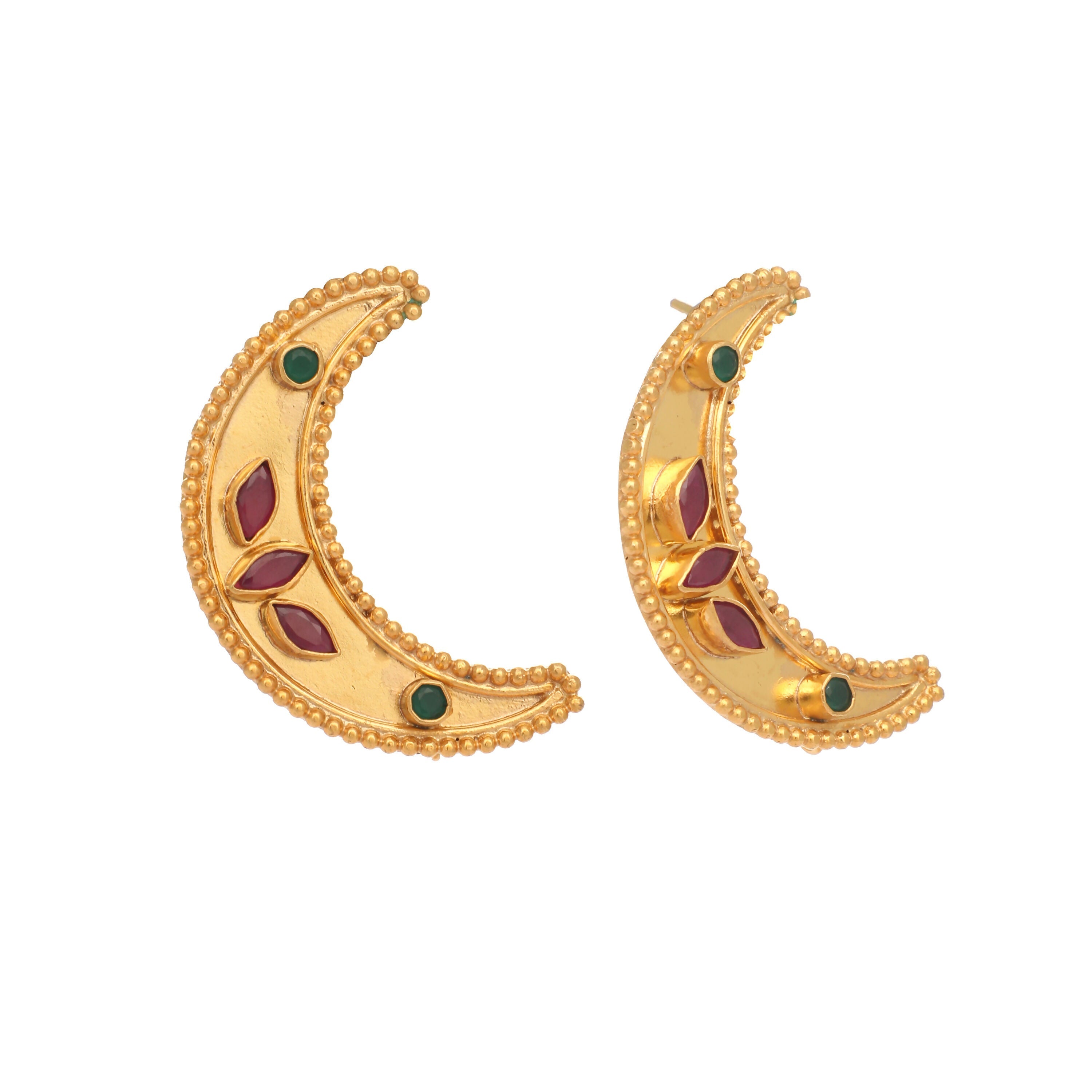 Nuyug 22K Gold Plated Pink Lunar Earrings