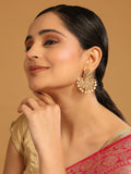 Nuyug 18k Gold-Plated American Diamonds Studded Contemporary Shaped Dangler Earrings