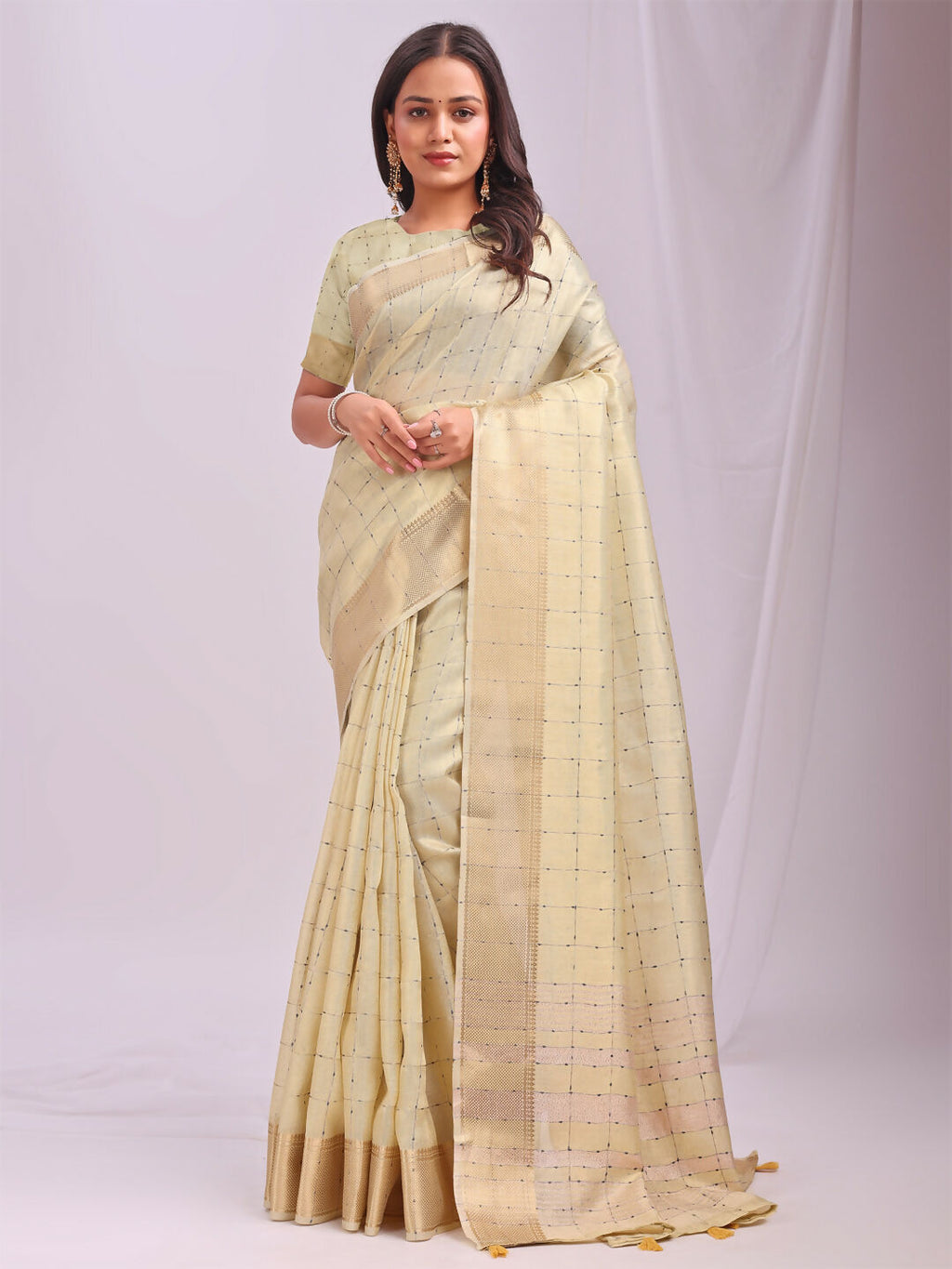 Shree Shyam Fashion Organza Gold Saree