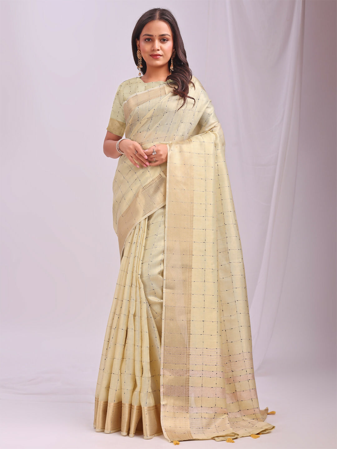 Shree Shyam Fashion Organza Gold Saree