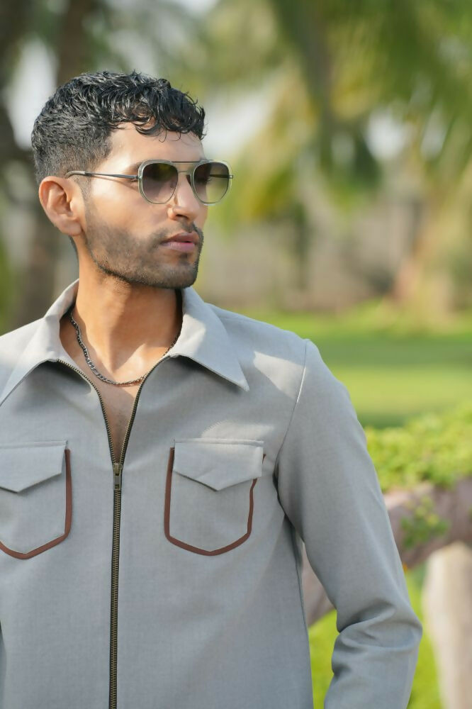 Laynox Distorted Gray Shacket by Hilo Design