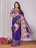 Joban Fashion Purple Woven Banarasi Silk Sarees