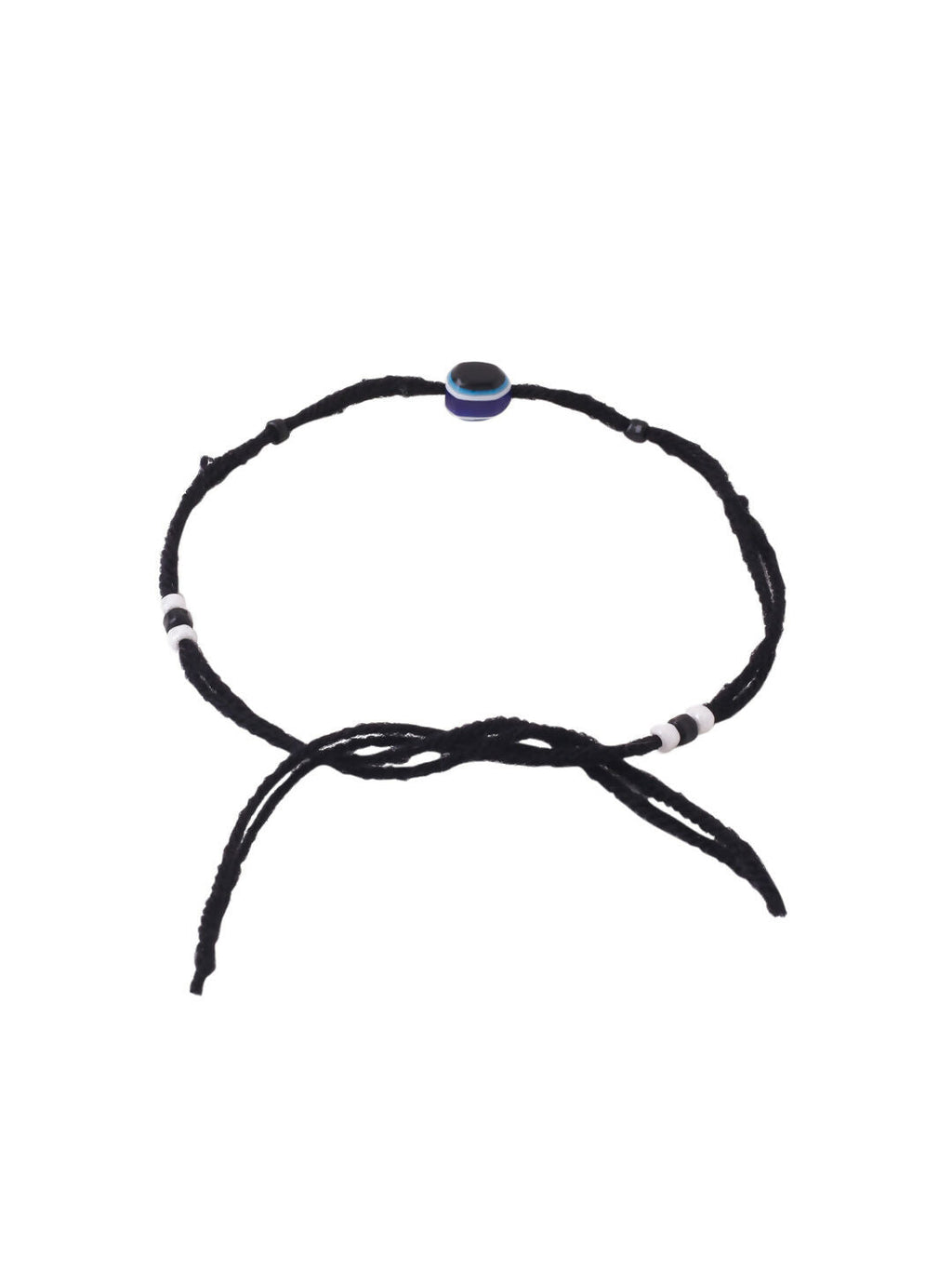 NVR Women Set of 2 Evil Eye Adjustable Black Anklets