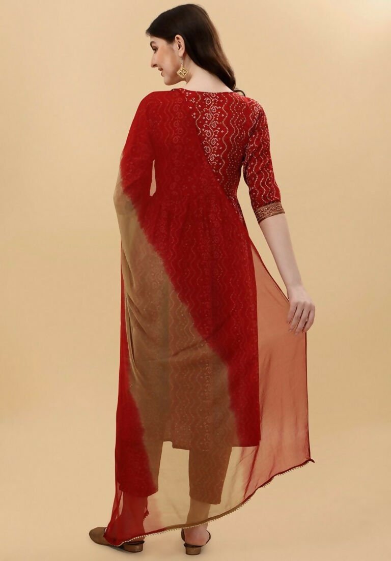 Alvano Alvano Stylish Lehriya Kurti with Pant and Dupatta Set for Women's and girls