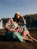 trueBrowns Green Cotton Ikat Kurta Pant Set
