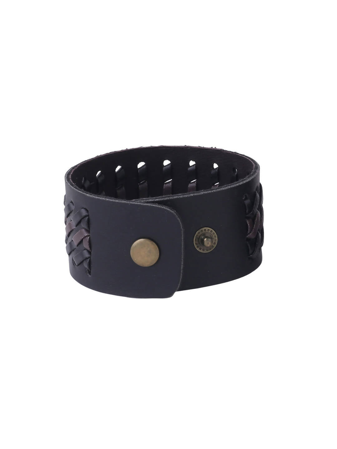 NVR Men's Black Leather Bracelet