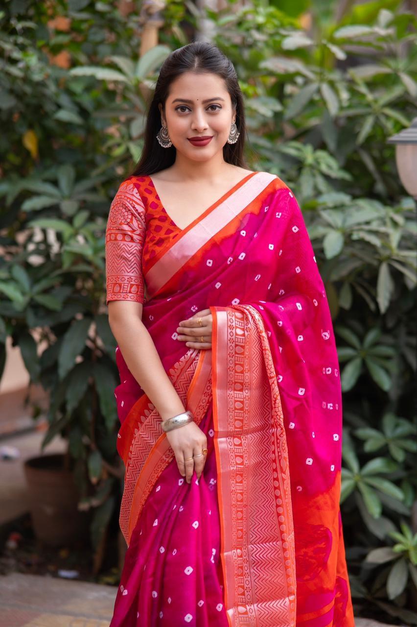 Rani Jute Silk Ethnic Motifs Saree with Unstitched Blouse - A2M