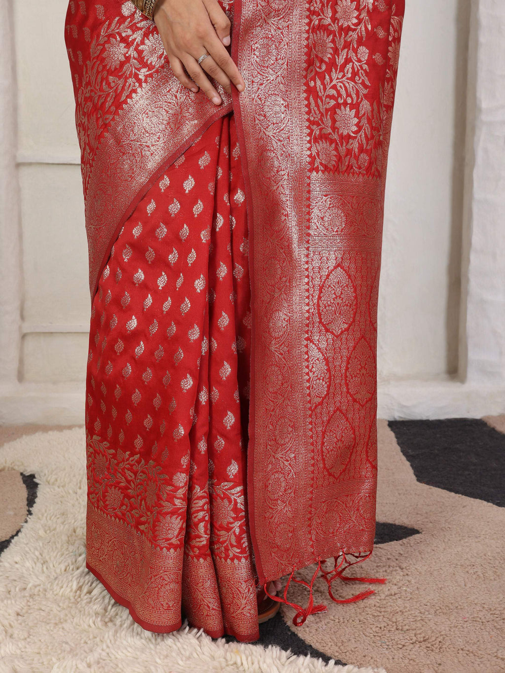 Shree Shyam Fashion Lichi Silk Red Saree