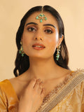 Nuyug 22K Gold Plated Lush Green Maang Tikka & Earrings Set