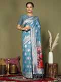 Shree Shyam Fashion Linen Cotton Sky Blue Saree