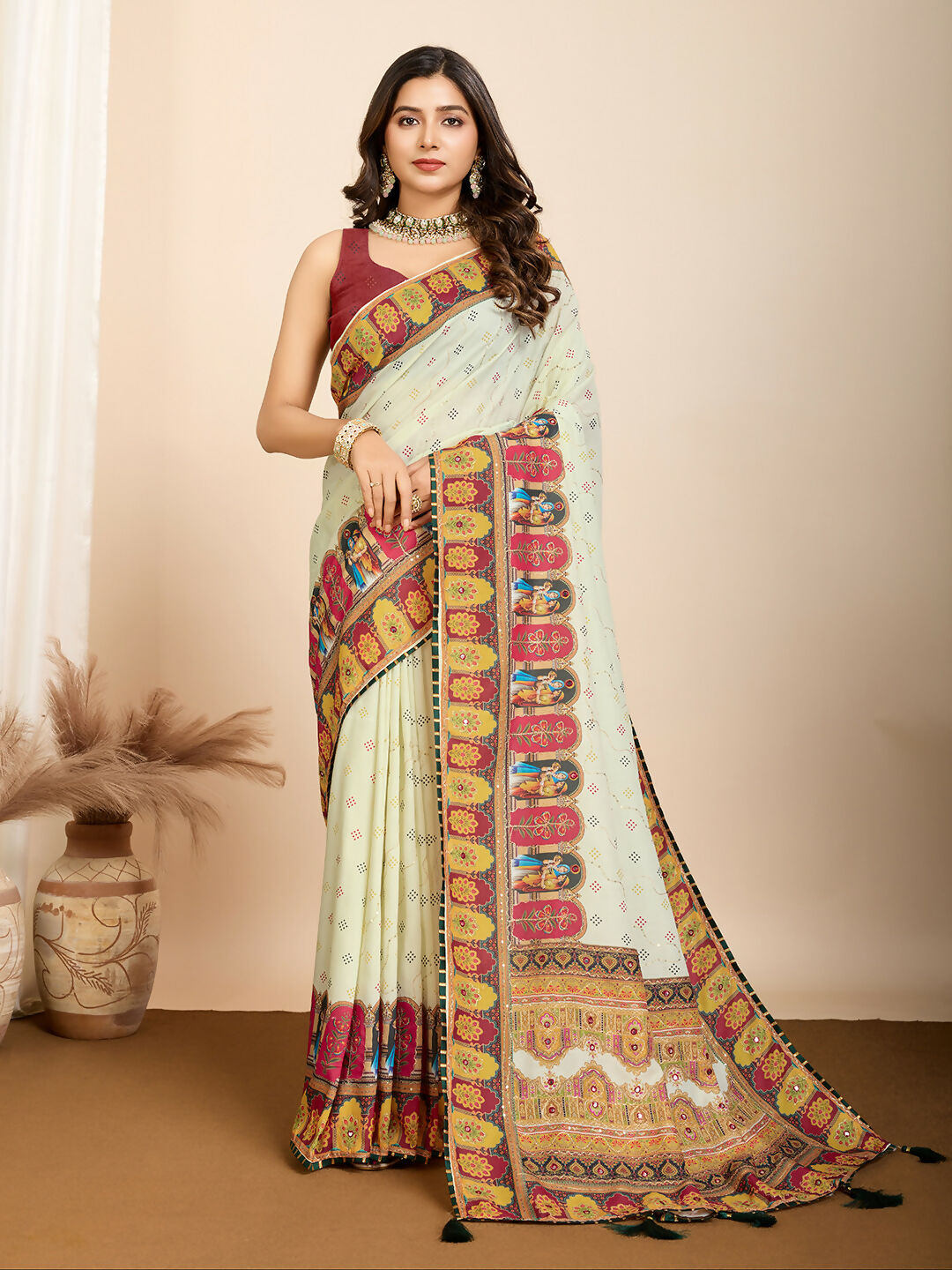 Yellow Muslin Cotton Designer Digital Printed Saree - Lavisha