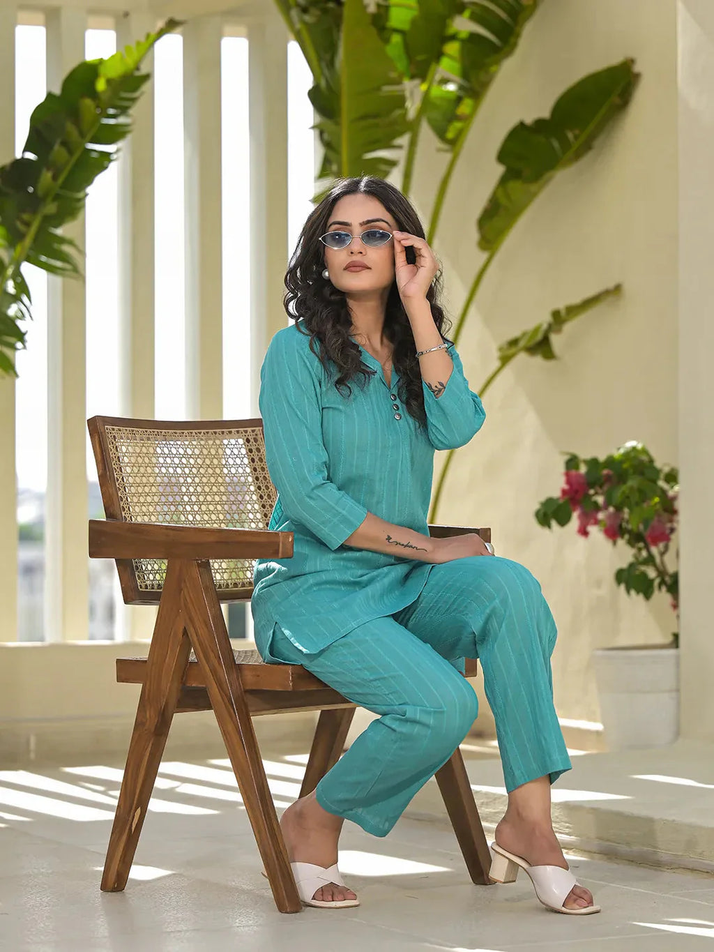 Yufta Turquoise Blue Co-Ord Set