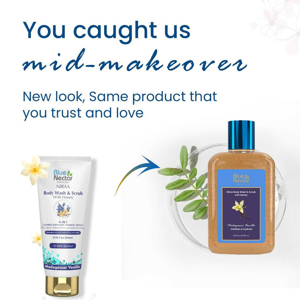 Blue Nectar Niraa Body Wash & Scrub with Honey - Madagascar Vanilla