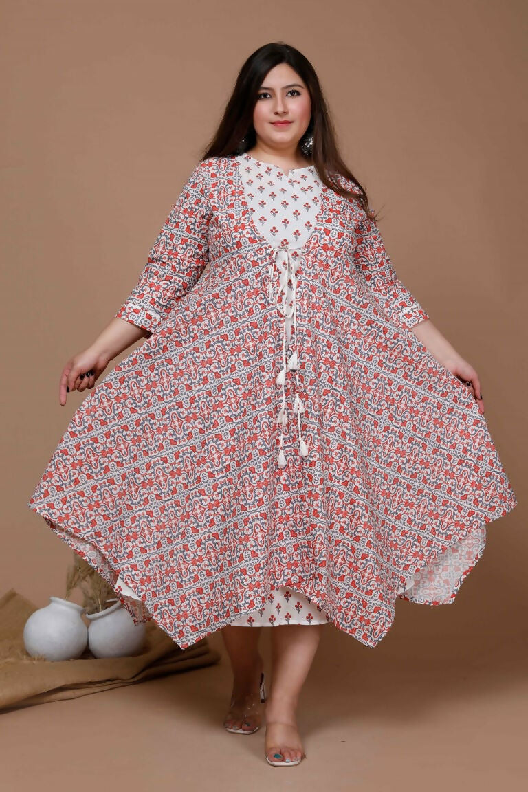 Miravan Women's Cotton Floral Printed Kurta With Jacket